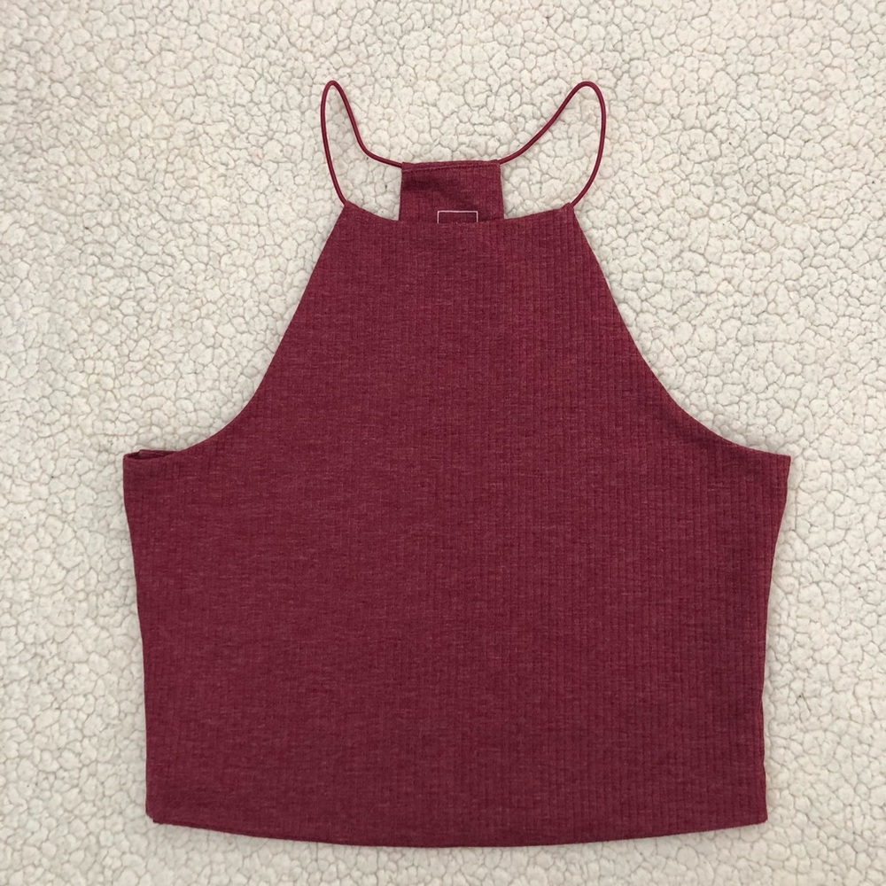 Maroon Cropped Halter Top
